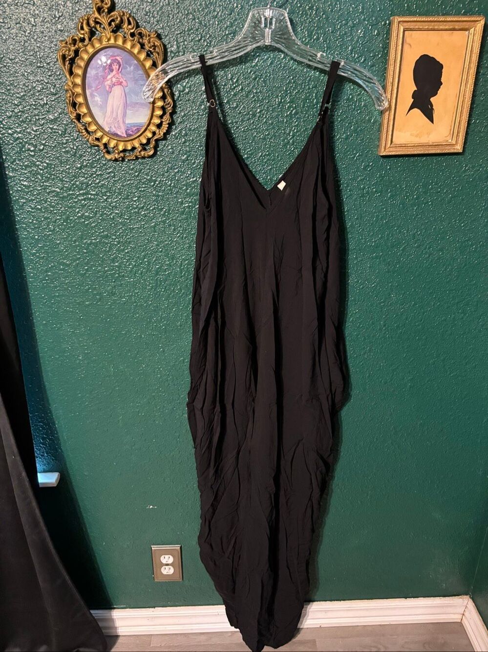 Elan Black Lightweight Maxi Dress Sz Large Pockets